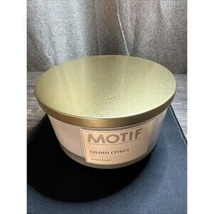 Brand New Motif 3 Wick Scented Candle- Gilded Citrus- 23 Oz